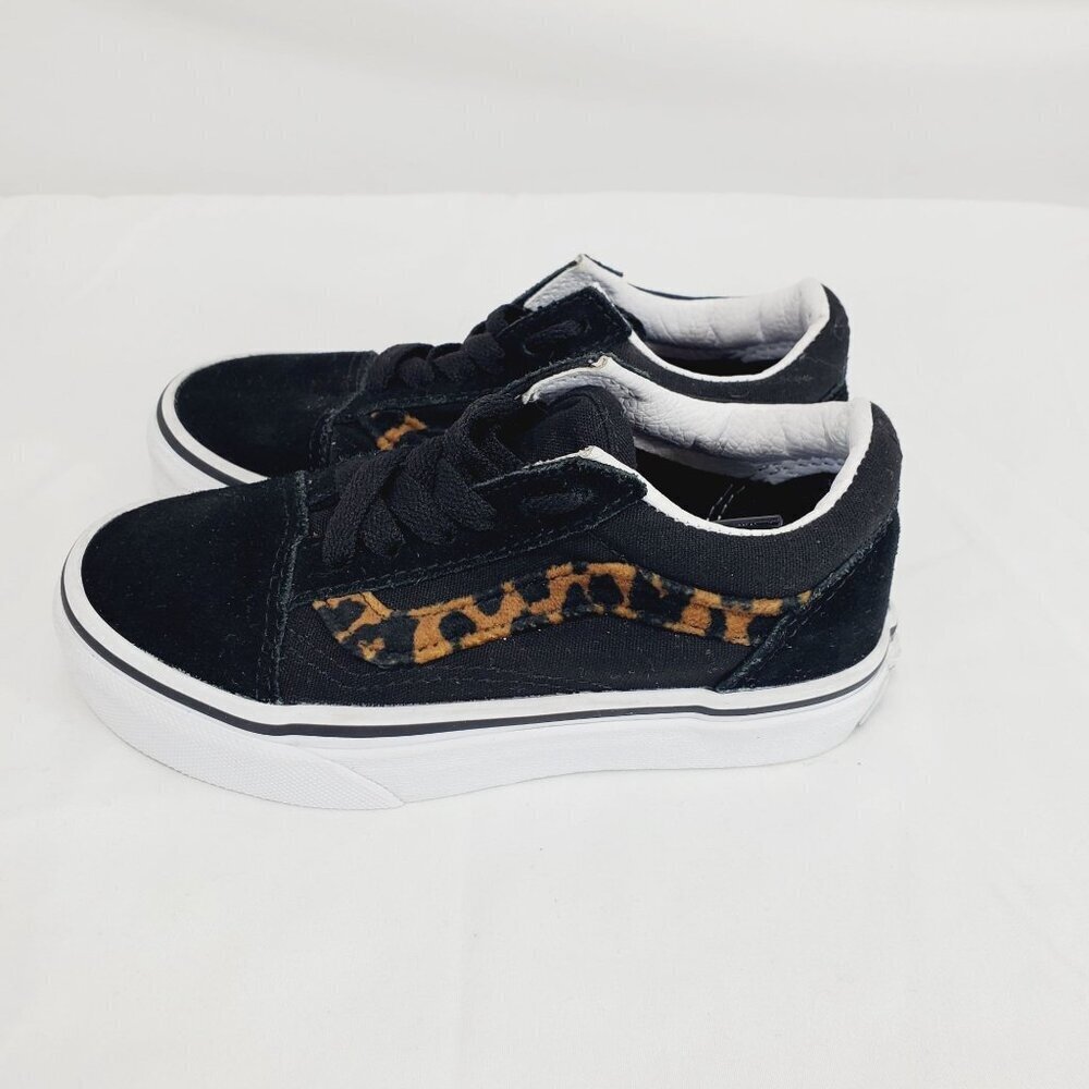Vans Off The Wall Girls Black Sneaker Shoes Skater Leopard Lace Up Size 11 - Picture 5 of 10